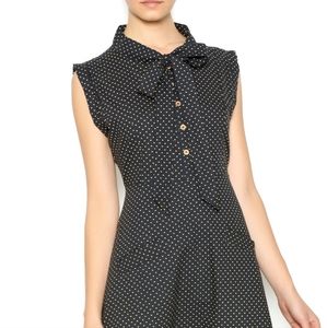 ModCloth Mata traders black dress with mustard polka dots